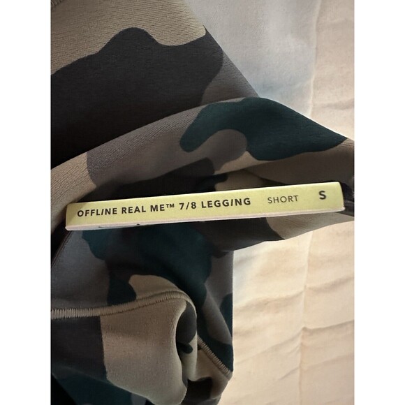 AERIE Crossover Waist Real Me 7/8 Green Camo Leggings SMALL SHORT‎ NWT - Picture 6 of 11